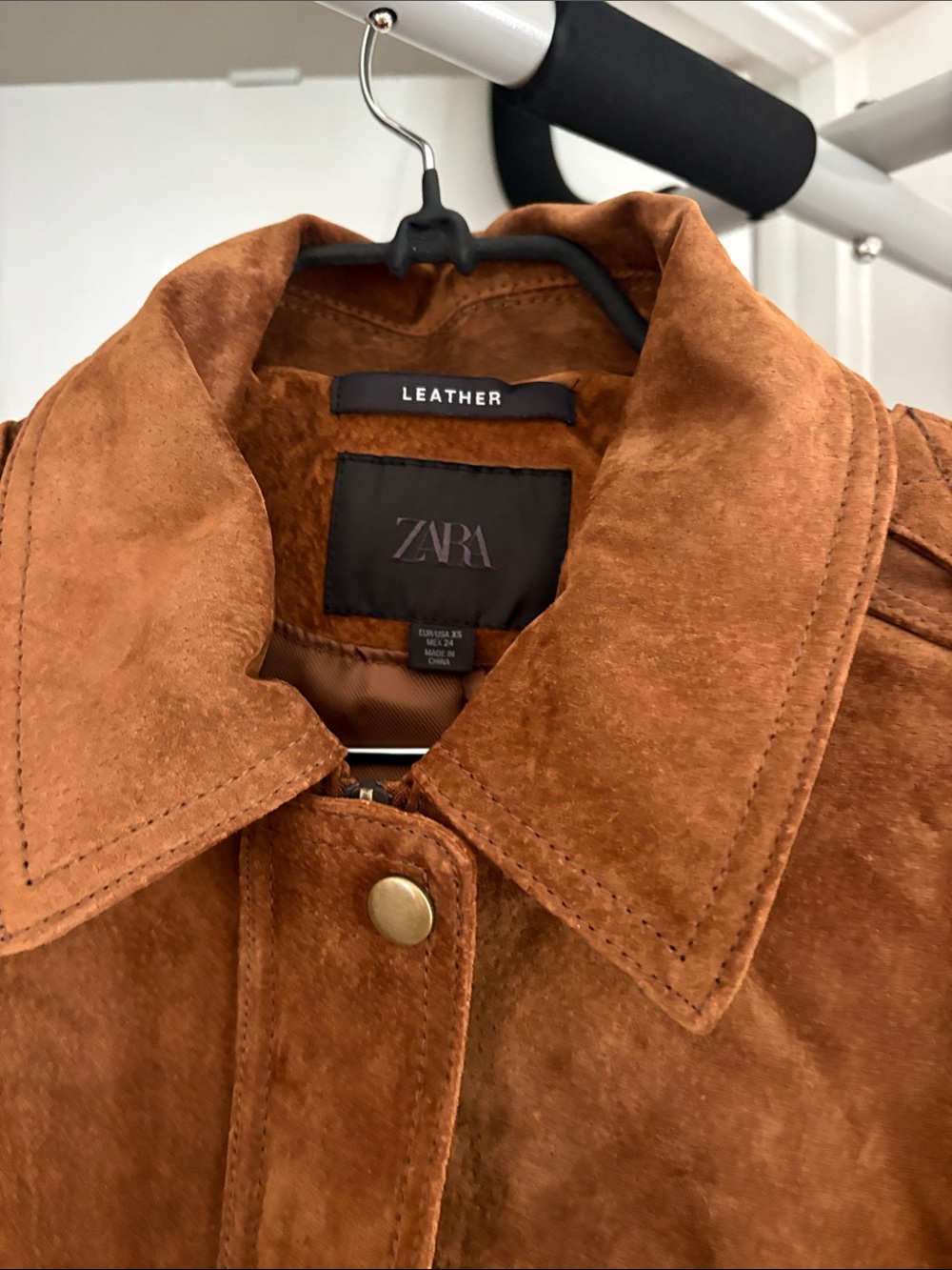 Zara Leather Suede Jacket in Cognac Brown - Picture 2 of 7